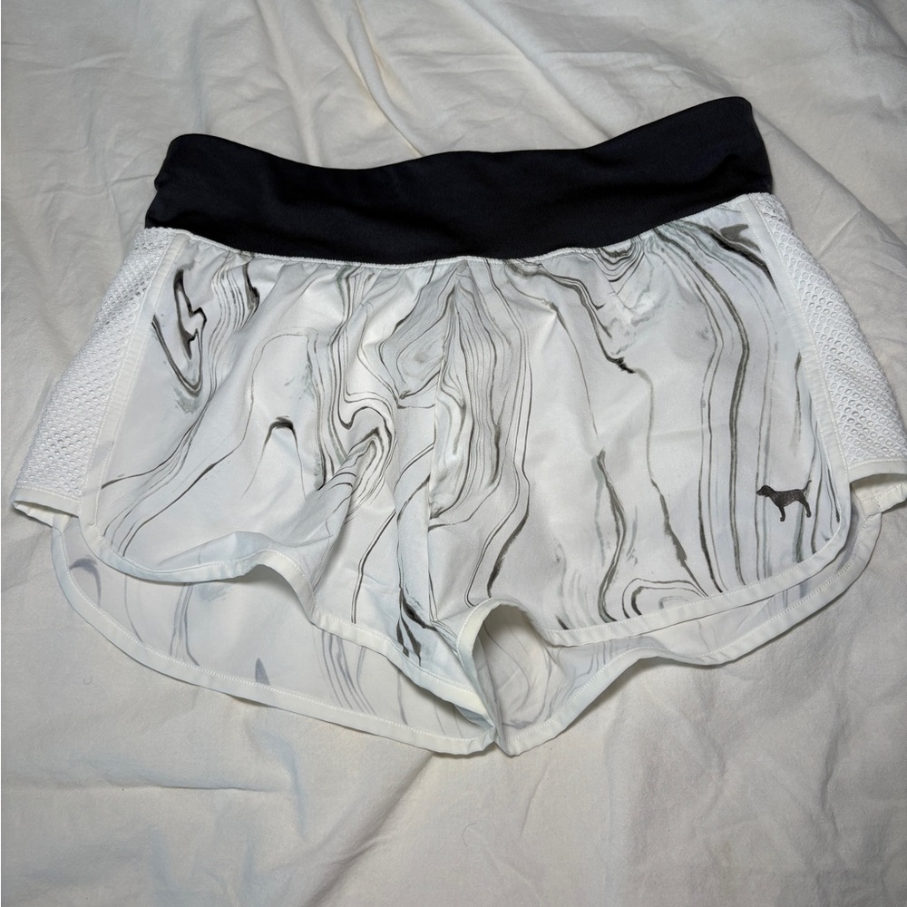 PINK Victoria's Secret Black and White Marble Athletic Shorts